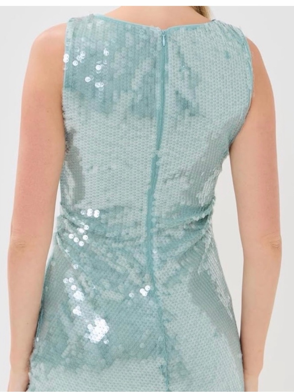 STAUD Sequin Mini Dress in Mint Green - Picture 3 of 4